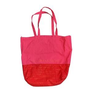 Victoria's Secret Two Tone Pink Red Canvas Large Tote Bag Beach Weekender Y2K